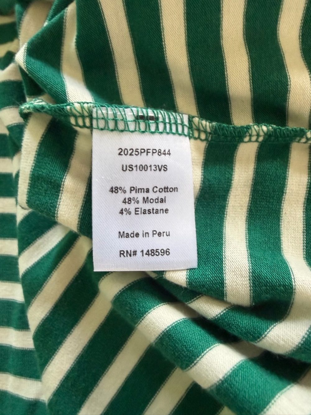 NWT Universal Standard V Rex Softest Tee in Aventurine/Ecru Stripe sz M 18/20 - Picture 11 of 11